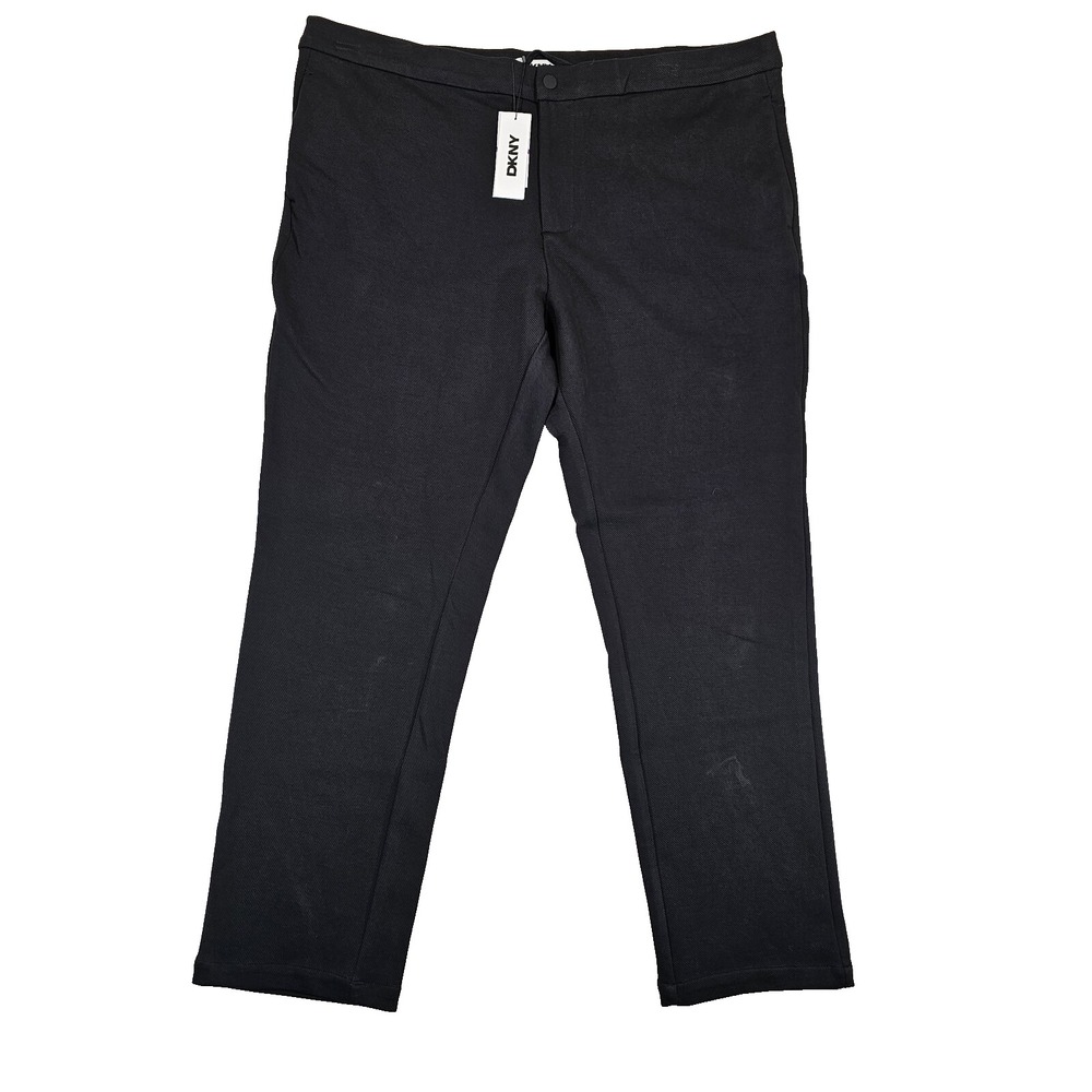 DKNY Womens High Rise‎ Stretch Straight Pants Comfort Flat Front Black 2XL NWT